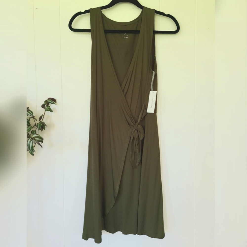 Olive wrap midi dress